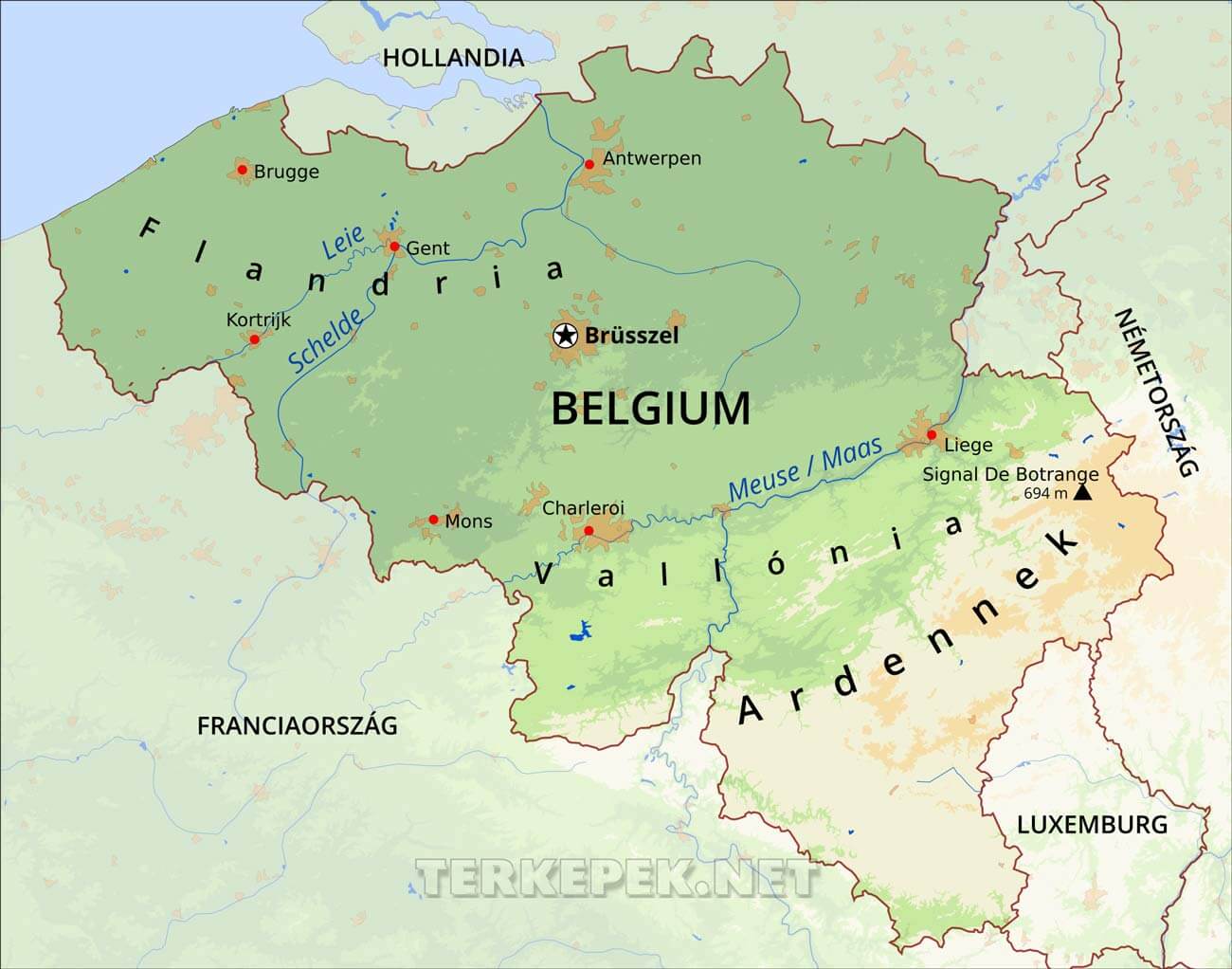 hollandia domborzati térkép Belgium térképek hollandia domborzati térkép